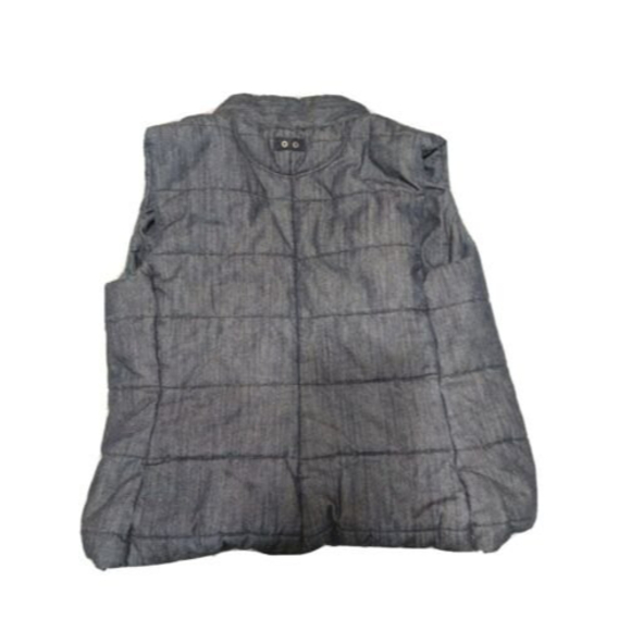 CONVERSE Dark Denim Puffer Vest Women’s Size M Jacket Cotton Full Zip Retro EUC - Picture 2 of 12